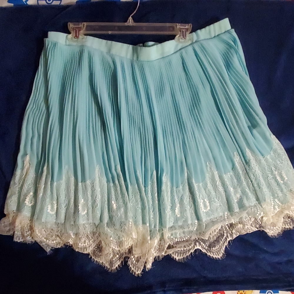 Pleated Chiffon Lace Skirt